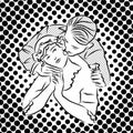 PASSIONATE EMBRACE. Vector Vintage Artwork. Royalty Free Stock Photo