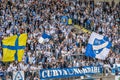 Passionate football fans in Norrkoping, Sweden