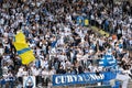 Passionate football fans in Norrkoping, Sweden