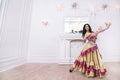 Passionate Gypsy woman dancing. photo with copy space
