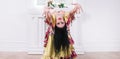 Passionate Gypsy woman dancing. photo with copy space