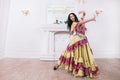 Passionate Gypsy woman dancing. photo with copy space