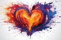 Passionate heart abstraction with vivid splash of red and blue. Concept: romance, hearts, valentine's day Royalty Free Stock Photo