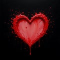 A passionate heart explodes in vibrant crimson splash against stark black backdrop Royalty Free Stock Photo