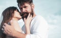 Passionate love. Naughty and passionate. I love you. Love story or portrait couple in love. Loving man caressing hugging Royalty Free Stock Photo