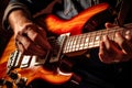 Passionate Music: Close-up Guitar Strumming. Royalty Free Stock Photo