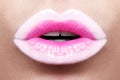 Passionate pink lips,macro photography Royalty Free Stock Photo