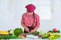 Passionate about the process. girl with variety of vitamins. dieting and health. kid having fun with food vegetables at Royalty Free Stock Photo