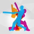 Passionate Professional Cricket Athlete in Action Logo Clipart