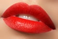 Passionate red lips,macro photography Royalty Free Stock Photo