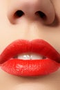 Passionate red lips,macro photography Royalty Free Stock Photo