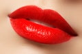 Passionate red lips,macro photography Royalty Free Stock Photo