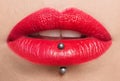 Passionate red lips,macro photography Royalty Free Stock Photo