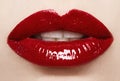 Passionate red lips,macro photography Royalty Free Stock Photo