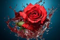 Passionate Red rose flower plant summer. Generate Ai