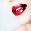 Passionate red shiny lips