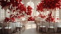 Passionate Reds Meet Pure Whites in This Wedding Room Wallpaper and Design, Generative AI Royalty Free Stock Photo