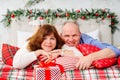 Passionate romantic couple spending time together. Cristmas, New Year holydays at home concept.