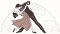 Elegant Couple Dancing Tango, Passionate Ballroom Scene, vector design Generative AI Royalty Free Stock Photo
