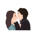 Passionate young kissing couple. Vector illustration of happy lovers. Royalty Free Stock Photo