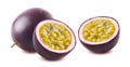 Passionfruit maraquia double options on white backgroun Royalty Free Stock Photo