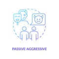 Passive-aggressive blue gradient concept icon