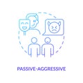Passive-aggressive blue gradient concept icon Royalty Free Stock Photo