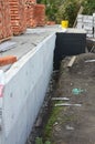 Passive house foundation insulation with polystyrene foam boards for House Energy Saving and Energy Efficiency. Damp proofing Royalty Free Stock Photo