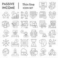 Passive income business thin line icon set. Financial signs collection, sketches, logo illustrations, web symbols Royalty Free Stock Photo