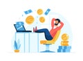 Passive income concept flat vector illustration. Easy money and investor concept Royalty Free Stock Photo