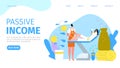 Passive income landing page vector illustration. Money, girl resting, lying on the couch at cosmetologist office, while