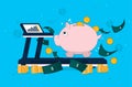Piggybank working hard - let money work for you