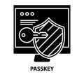 passkey icon, black vector sign with editable strokes, concept illustration