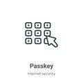 Passkey outline vector icon. Thin line black passkey icon, flat vector simple element illustration from editable internet security