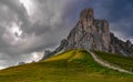 Passo Giau in Dolomites before storm Royalty Free Stock Photo