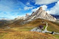 Passo Giau and mout Ra Gusela and Nuvolau Royalty Free Stock Photo