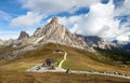 Passo Giau near Cortina d Ampezzo and mout Ra Gusela Royalty Free Stock Photo