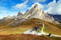 Passo Giau near Cortina d Ampezzo and mout Ra Gusela Royalty Free Stock Photo
