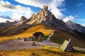 Passo Giau near Cortina d Ampezzo and mout Ra Gusela Royalty Free Stock Photo