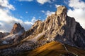 Passo Giau near Cortina d Ampezzo and mout Ra Gusela Royalty Free Stock Photo