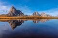 reflection of passo giau Royalty Free Stock Photo