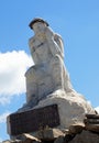 Passo Rolle, TN, Italy - August 1, 2022: Statue of CRISTO PENSANTE that means thinking christ in the Dolomites