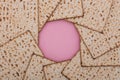 Passover background Matzah mandala design flat lay pink pesach Jewish holiday Nisan