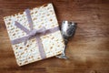 Passover background. wine and matzoh (jewish passover bread)