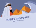 Passover card -Moses Looking at Egypt Hebrew greeting- Vector