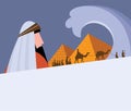 Passover card -Moses Looking at Egypt Hebrew greeting- Vector