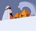 Passover card -Moses Looking at Egypt Hebrew greeting- Vector Royalty Free Stock Photo