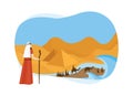Passover card with Moses Looking at Egypt- Vector Royalty Free Stock Photo