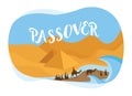 Passover card- The people of Israel getting out of Egypt-Vector