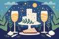 Passover festival celebration dinner happy holiday, A festival in which the Jews commemorated Yahweh\'s bringing them out of Royalty Free Stock Photo